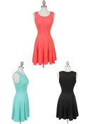 Image of Coral, Mint, Black Sleeveless Skater Ponte Dress