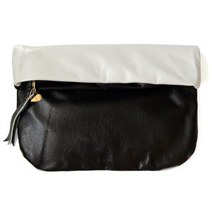 Image of Leather Clutch, black/white
