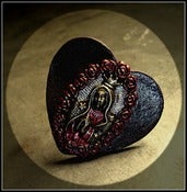Image of Santo Sacred ♥ Heart Leather Ring~!