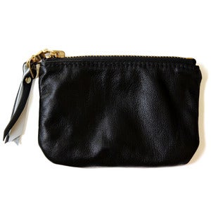 Image of Leather coin purse, black / white