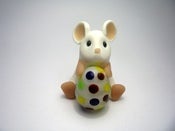 Image of Little Easter Mouse with SPotty White Glass Egg 