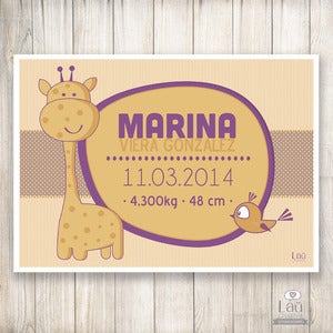 Image of Lámina de nacimiento ·Jirafa Paca·