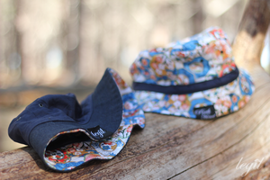 Image of Not For Fishing Reversible Bucket Hat Navy, Denim/ Blue Oriental Flower Camo