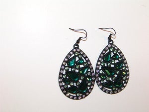 Image of Jeweled Green Oval Earrings