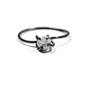 Image of Rough Diamond Ring Bright or Oxidized Silver