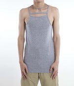 Image of Double Strap Square Neck Tank Top with Logo Pendant 