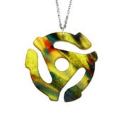 Image of Ltd. Edition 45 Adapter Necklace/Earrings made from a recycled Yellow Splatter vinyl record!