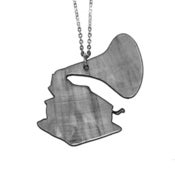 Image of Ltd. Edition Gramaphone Necklace/Earrings made from a recycled Grey Marble vinyl record!