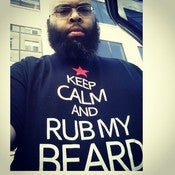 Image of  BLACK KEEP CALM AND RUB MY BEARD WHITE PRINT RED STAR