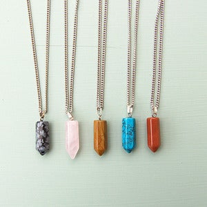 Image of Gemstone Long Pendent Necklace 