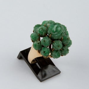 Image of 14k Gold Carved Jade Ring