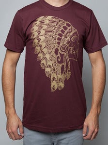 Image of The Skull Headdress Tee Garnet