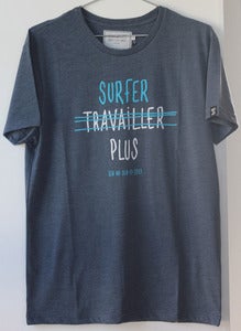 Image of SEN NO SEN t-shirt "surfer plus" - marine chiné