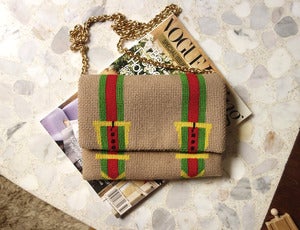 Image of Vintage Handmade Needlepoint "Gucci" Handbag 