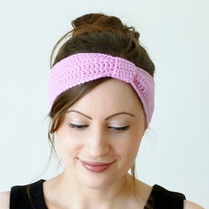 Image of Crochet turban knot headband in pink 