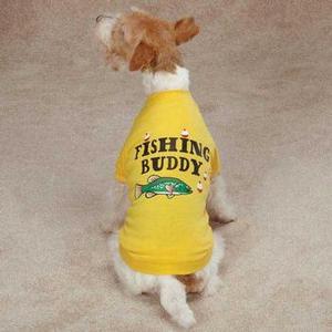 Image of Zack & Zoey Fishing Buddy Dog T-Shirt - Yellow