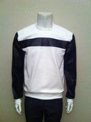 Image of White & Black Leather Sweatshirt