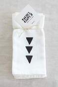 Image of White Linen Napkin with Black Triangles
