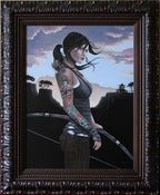 Image of Reborn Framed Original Painting Tomb Raider 18x24 Lara Croft