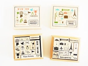 Image of Wooden Decorative Rubber Stamp Kit