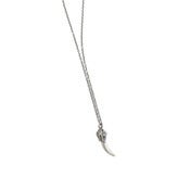 Image of silver crowned fang on adjustable 20-26" silver cable-chain (p59sil2026)