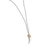 Image of 14gold crowned silver fang on adjustable 20-26" silver cable chain (p59sil142026)