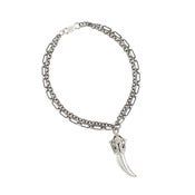 Image of silver crowned fang double-chain 7" bracelet (b11sil)