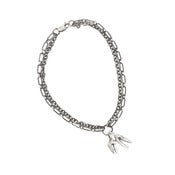 Image of double silver teeth on 7" double chain bracelet (b12sil)