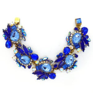 Image of Vintage Czech Glass Blue Paste Rhinestone Sparkling Bracelet