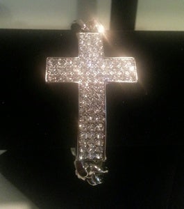 Image of Heavyweight Rhinestone Cross Bracelet