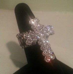 Image of Rhinestone Cross Adjustable Ring