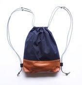 Image of INDIGO WAX CANVAS : SENSIBLE DRAWSTRING BACKPACK