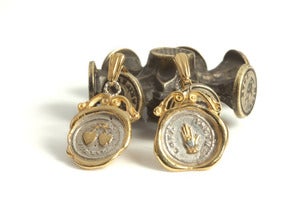 Image of Gold 19th c. Mini Wax Seal Earrings NEW