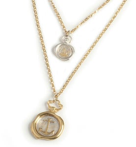 Image of 19th c. Mini Wax Seal with Anchor Wax Seal Necklace NEW