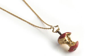 Image of Mini Solid Silver Red Relished Apple Necklace NEW