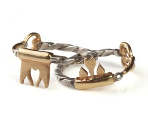 Image of Interlocking Key Friendship Ring Set (Heart Teeth)