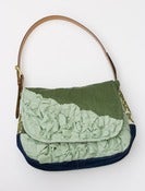 Image of large tough ruffles shoulder bag in pine + wintergreen