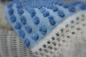 Image of Vintage Blues with Crocheted Fringe on one edge