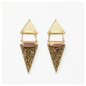 Image of Double Triangle Earrings - Gold Glitter