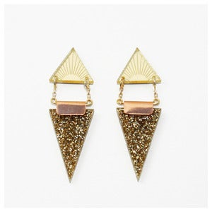 Image of Double Triangle Earrings - Gold Glitter