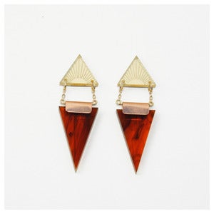 Image of Double Triangle Earrings - Tortoiseshell