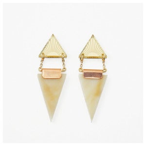 Image of Double Triangle Earrings - Horn