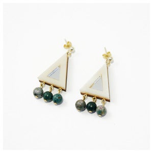 Image of Beaded Triangle Earrings - Cream
