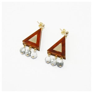 Image of Beaded Triangle Earrings - Tortoiseshell