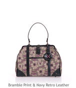 Image of BRISTOL - in Linen Bramble Print & Navy "Retro" Leather