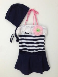 Image of Striped Swimsuit Set
