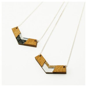 Image of Inlaid Chevron Necklace - Wood