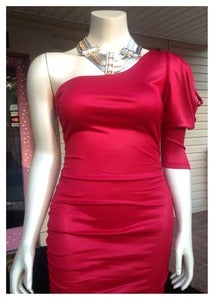 Image of One Shoulder Red With Stones