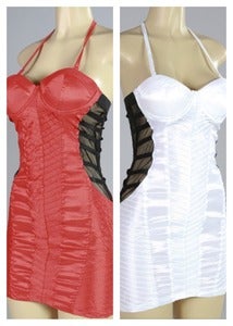Image of Party fitted dress with mesh cut outs
