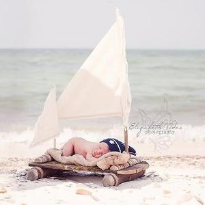 Image of TODDLER Woodsy Wonders  "ORIGINAL" Huck Finn / Tom Sawyer Rustic Raft with Muslin Sails Photo Prop